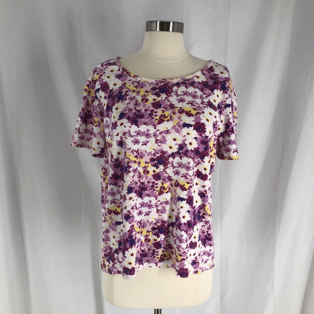 White Stag Floral T-Shirt Womens XL (16) Short Sleeve